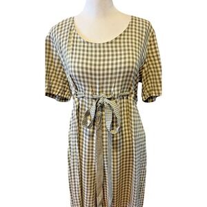 Vintage Expo Gingham Jumpsuit Empire Tie Waist Belt Cottage Garden Picnic Sz 10